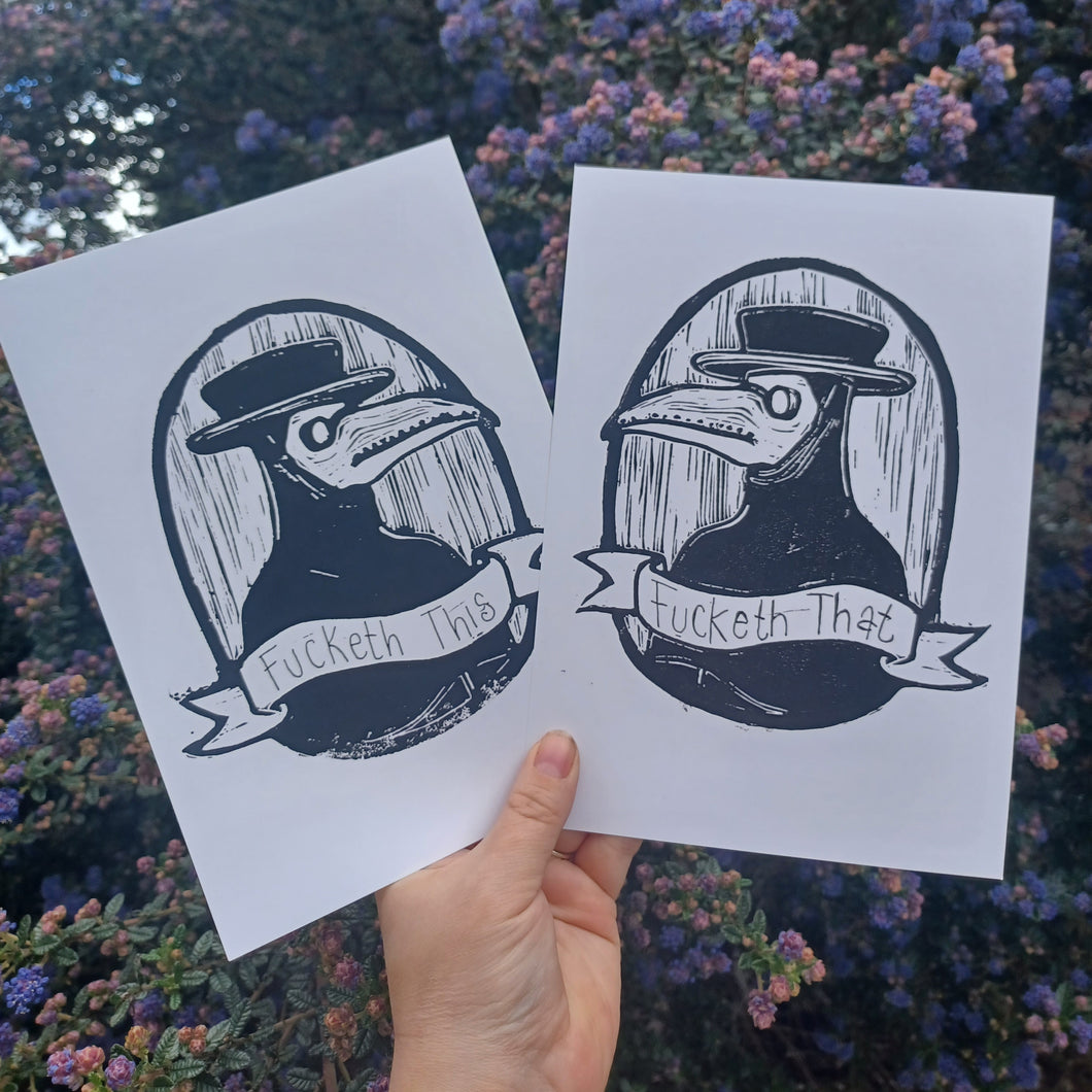 'Fucketh this' & 'Fucketh That' plague doctor A5 Print set