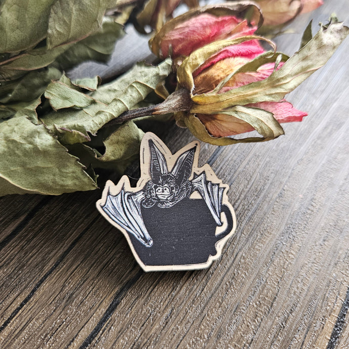 Wooden Bat-Tea badge