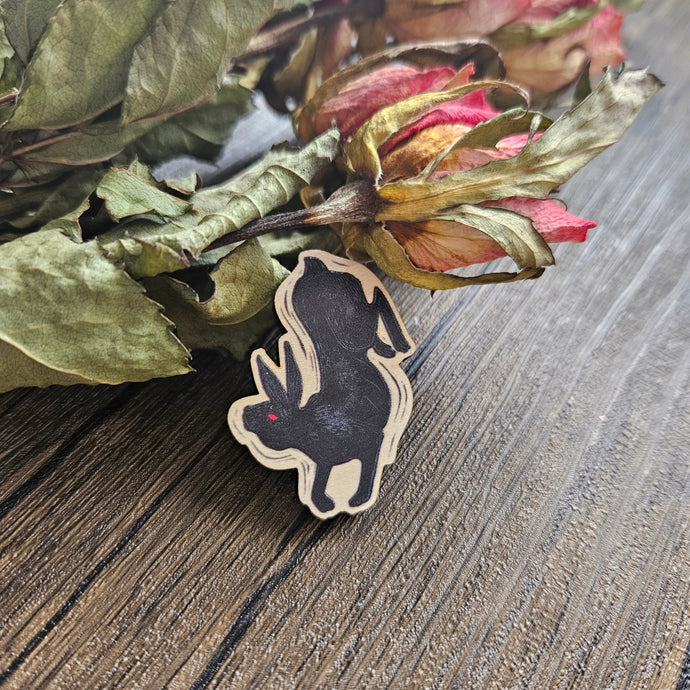 The Black Rabbit of Inle wooden badge