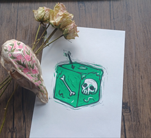 Load image into Gallery viewer, Gelatinous cube reduction lino print A4