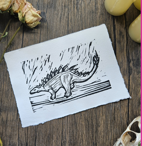 Stegosaurus A5 lino print