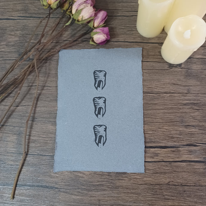 Triple Tooth Limited Edition A5 Lino print