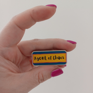 Agent of Chaos Wooden Pin Badge