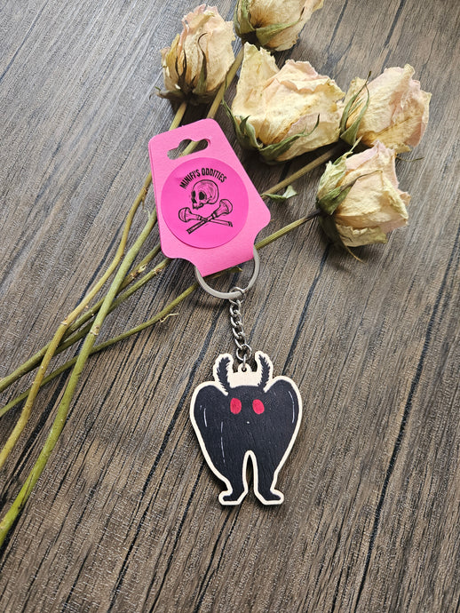 Mothman wooden keyring
