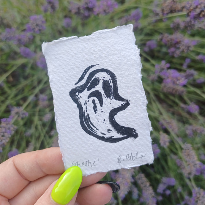 Mini Ghost Lino Print