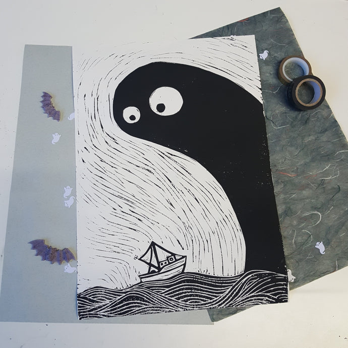 Umibozu lino print - black