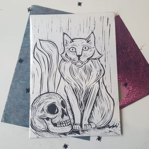 Nekomata lino print - white