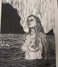 画像をギャラリービューアに読み込む, Selkie lino print A3