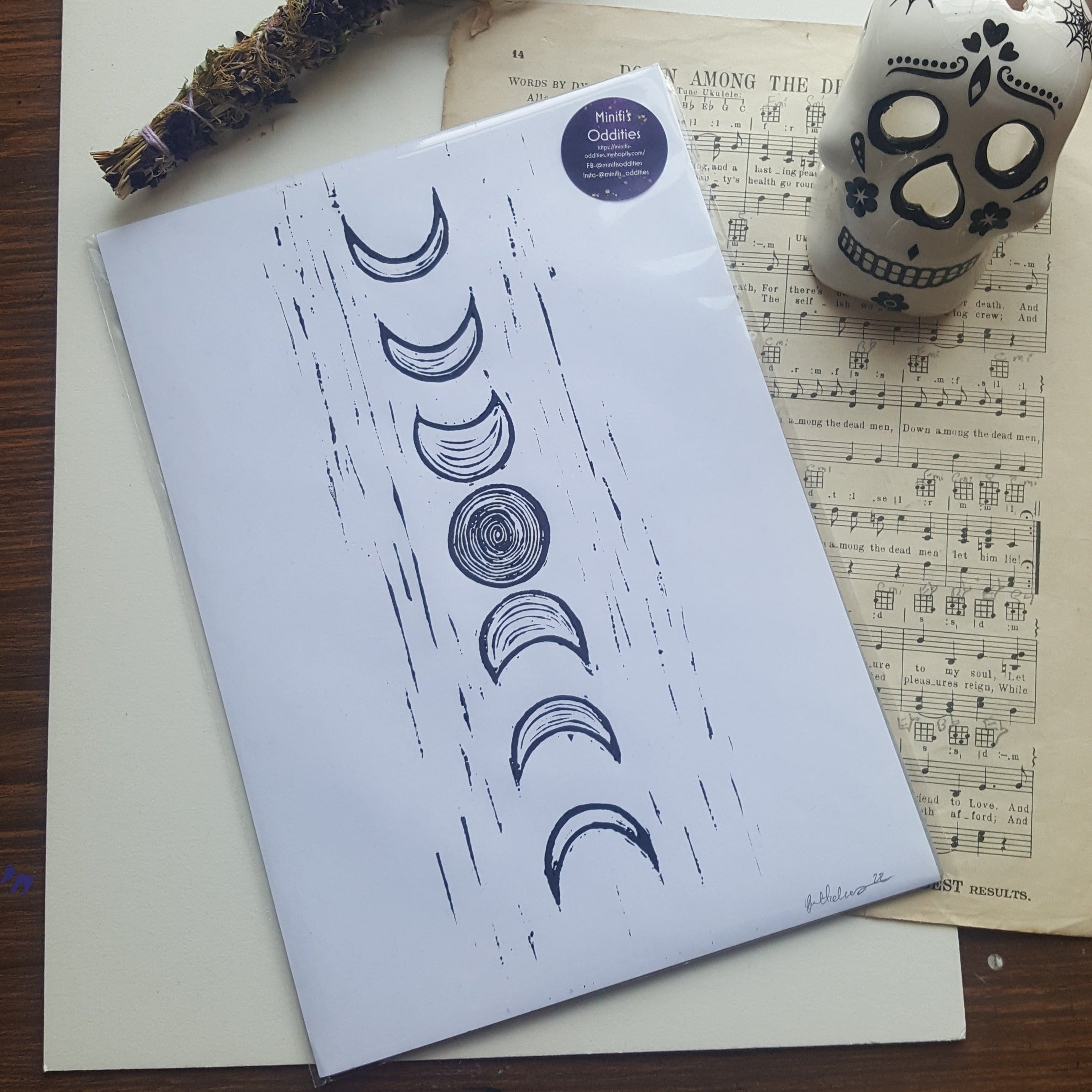 Moon Phase Lino print – Minifi's Oddities, image size:2865x2865