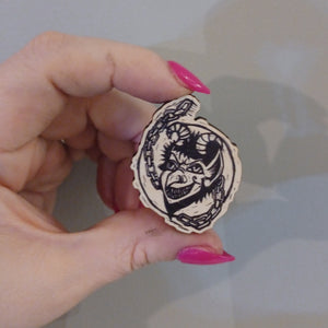 Krampus Wooden Pin Badge