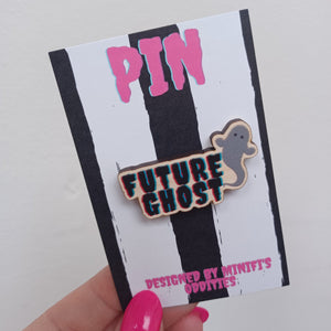 Future Ghost Wooden Pin Badge