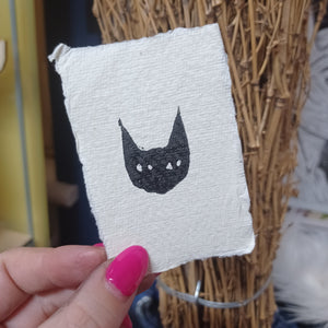 Mini Cat 'Omen' Lino Print