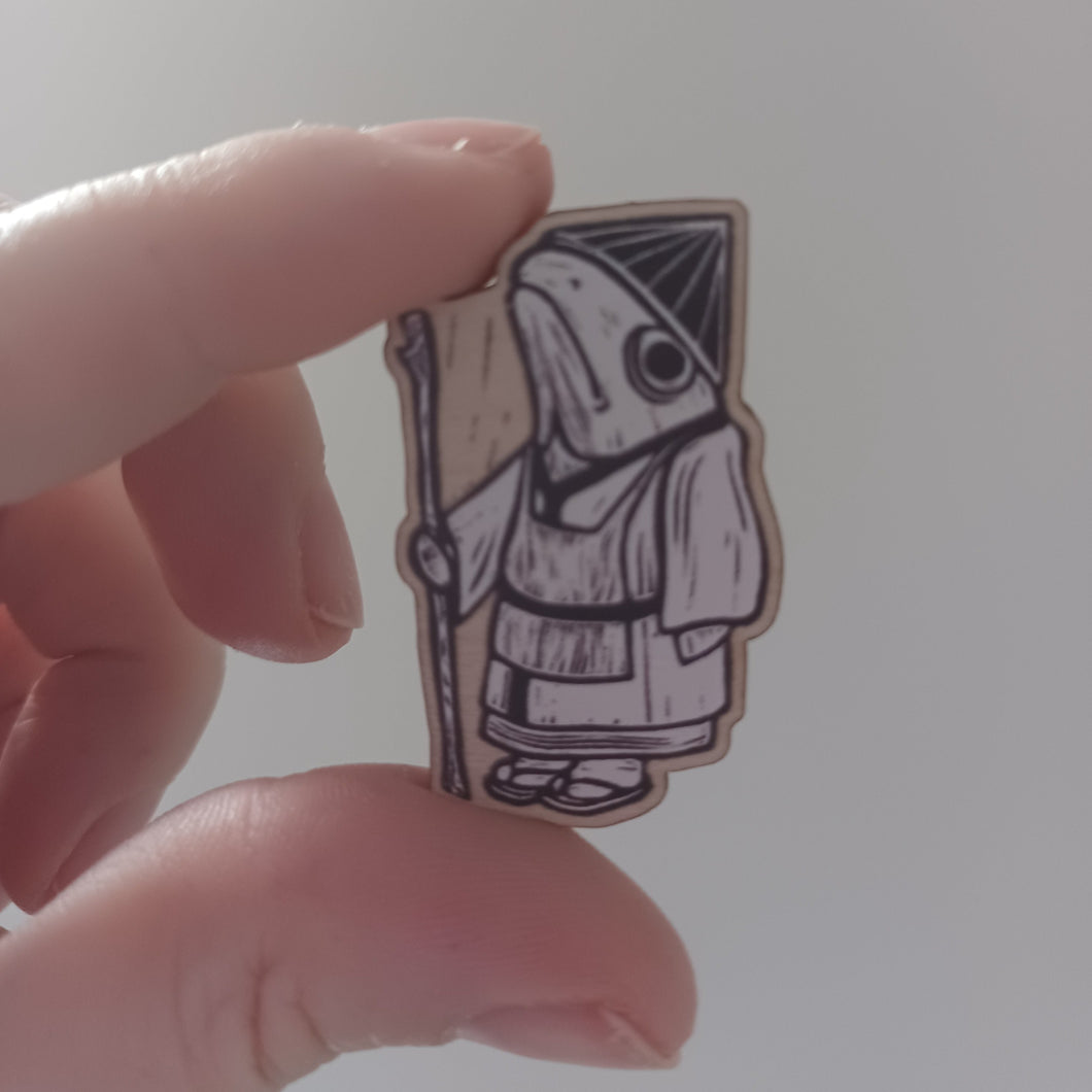 Iwana Bozu Wooden Pin Badge