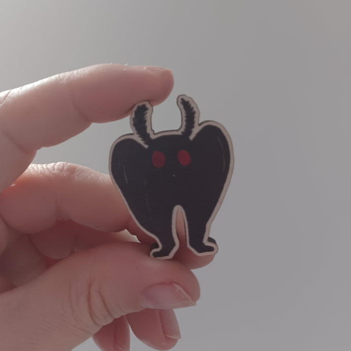 Mothman Wooden Pin Badge