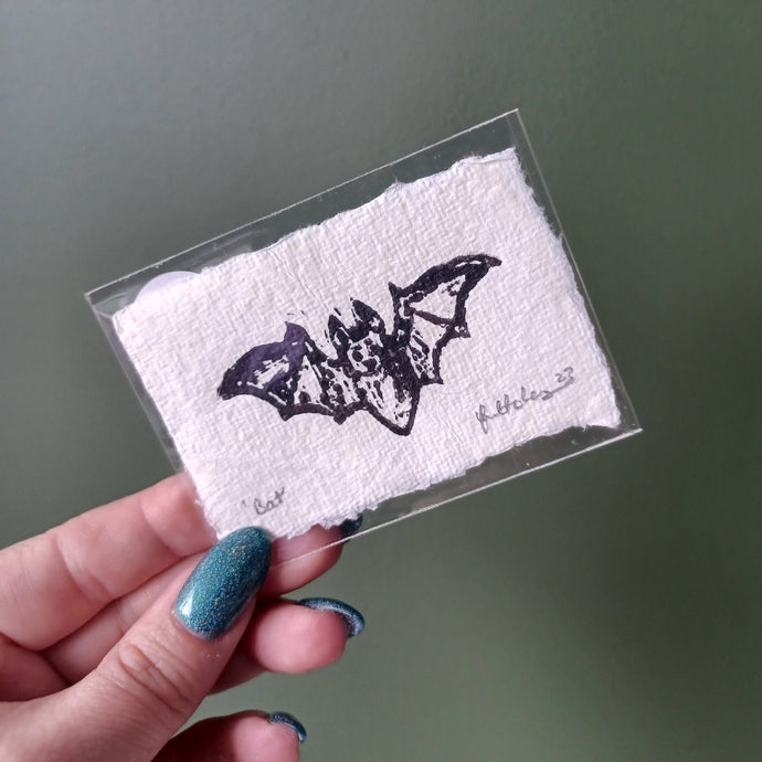 Mini Bat Lino Print