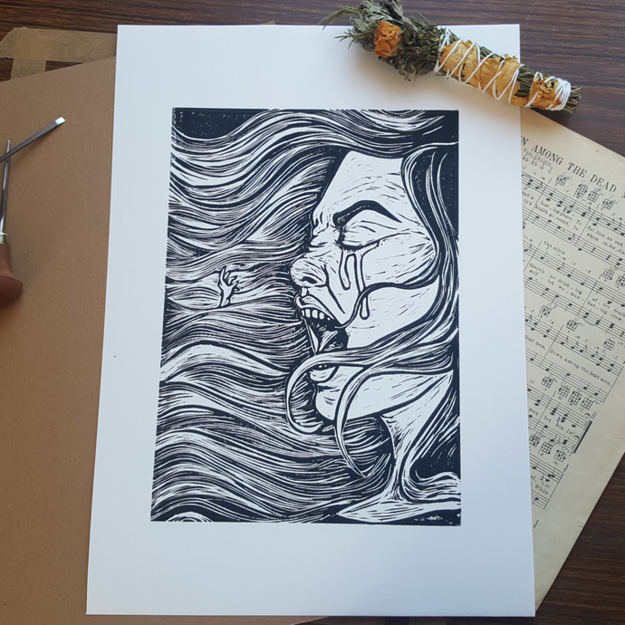 La Llorona black and white print